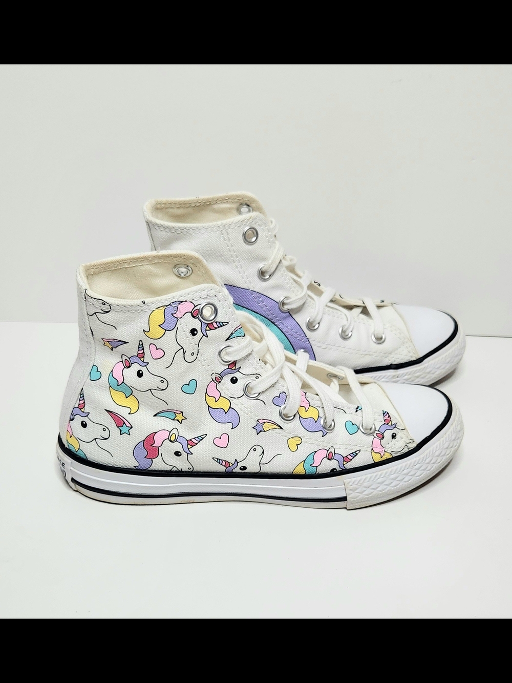 Converse White Hi-Top Unicorn & Rainbow Sneakers